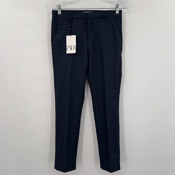 ZARA Girls Gray Plaid Trousers/Pants Size 11-12 NWT - Picture 1 of 9